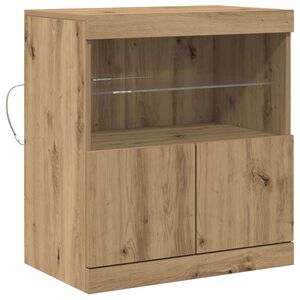 vidaXL LED Sideboard Brun 60,5 x 37 x 67 cm Konstrueret tr&aelig;
