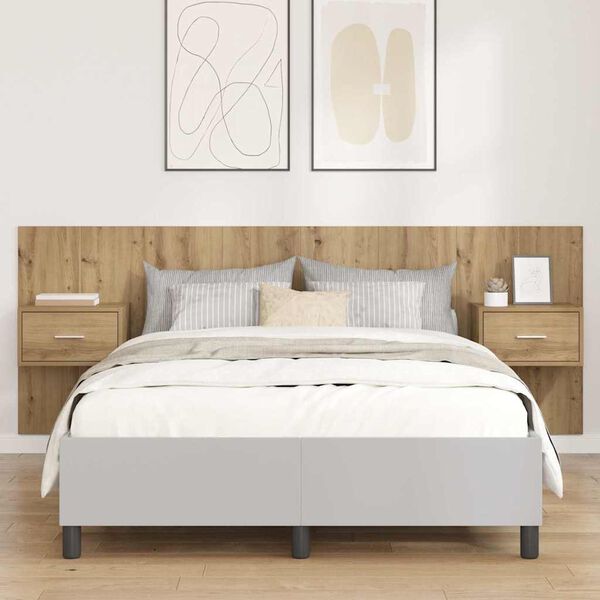 vidaXL Hovedgærde Med Skab 3 pcs Artisan Egetræ Konstrueret træ