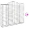 vidaXL buede gabionkurve 9 stk. 200x30x160/180 cm galvaniseret jern