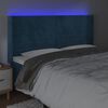 vidaXL sengegavl med LED-lys 203x16x118/128 cm fl&oslash;jl m&oslash;rkebl&aring;