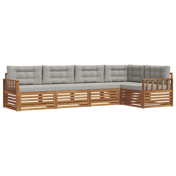 vidaXL Udend&oslash;rs sofagruppe 5 pcs Naturlig og Lys Gr&aring; Massivt Akacietr&aelig;