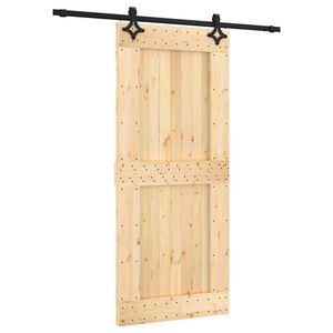 vidaXL Skyded&oslash;r Naturfarvet og sort 90 x 210 cm Massivt Fyrretr&aelig;