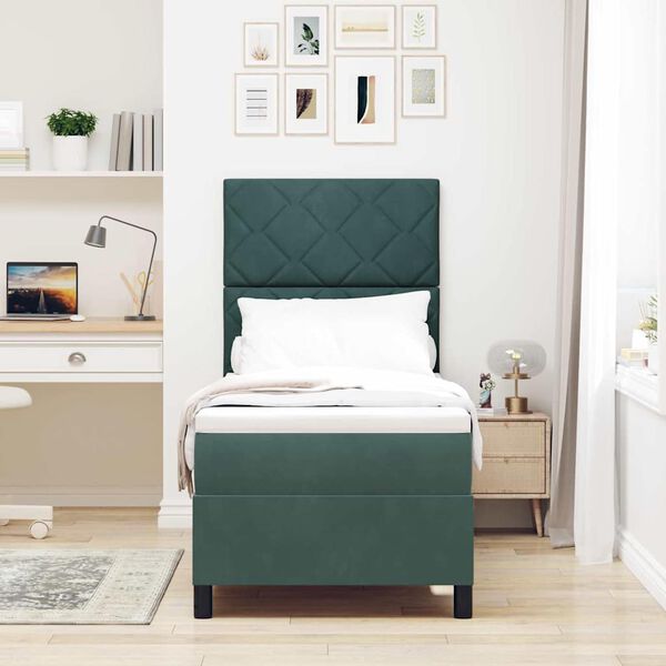 vidaXL LED Box Spring Bed med madras M&oslash;rkegr&oslash;n 80 x 200 cm Fl&oslash;jl