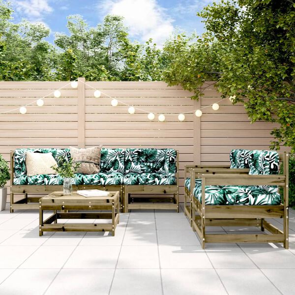 vidaXL lounges&aelig;t til haven 6 dele med hynder impr&aelig;gneret fyrretr&aelig;