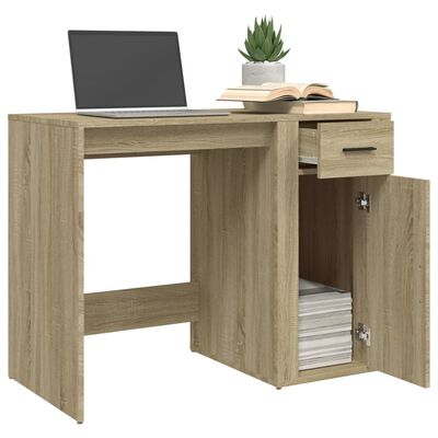 vidaXL skrivebord 100x49x75 cm konstrueret træ sonoma-eg