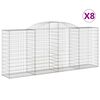 vidaXL buede gabionkurve 8 stk. 300x50x120/140 cm galvaniseret jern