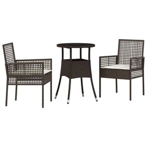 vidaXL Have Spisebordss&aelig;t 3 pcs Brun polyrattan