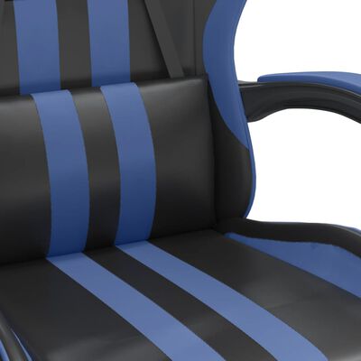 vidaXL drejelig gamingstol med fodstøtte kunstlæder sort og blå