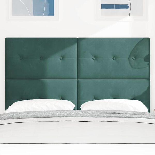 vidaXL LED sengegavl med LED -strimmellys Gr&oslash;n 160 cm Polyester