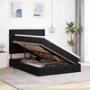 vidaXL Seng med opbevaring og LED med madras Sort 140 x 200 cm Fl&oslash;jl