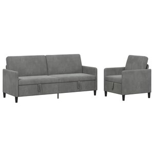 vidaXL Sofa s&aelig;t med opbevaring 2 stk. M&oslash;rkegr&aring; Polyester