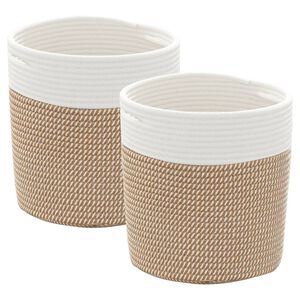 vidaXL opbevaringskurve 2 stk. &Oslash;28x28 cm bomuld brun og hvid