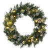 vidaXL julekrans med LED-lys 60 cm PVC gr&oslash;n