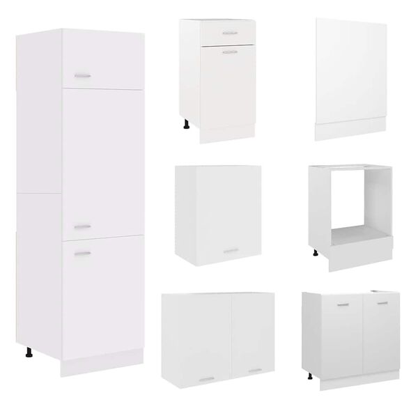 vidaXL 7-delt k&oslash;kkenskabss&aelig;t "Lyon" hvidt konstrueret tr&aelig;