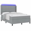 vidaXL LED Box Spring Bed med madras Lysegr&aring; 160 x 200 cm Stof