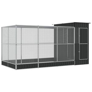 vidaXL voliere med forl&aelig;nger s&oslash;lv 416x203x216 cm st&aring;l