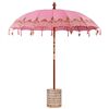vidaXL Balinesisk parasol med base Lyser&oslash;d &Oslash; 210-220 cm