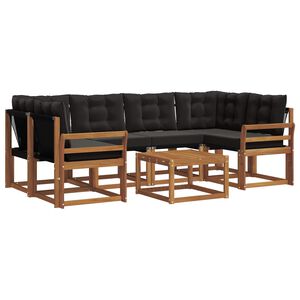 vidaXL Udend&oslash;rs sofagruppe med pude 7 pcs Naturlig og sort