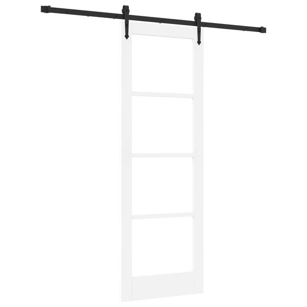vidaXL Skyded&oslash;r Hvid og sort 73,5 x 211 cm Massivt fyrretr&aelig; og glas