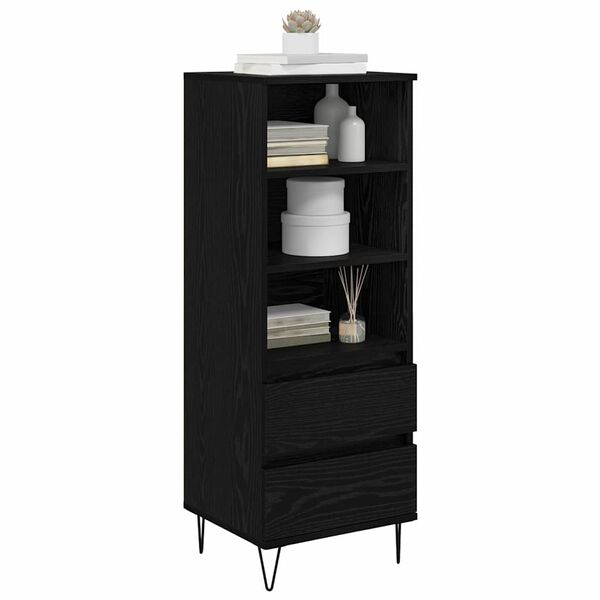 vidaXL Highboard med skuffe Sort eg 40 x 36 x 110 cm Konstrueret tr&aelig;