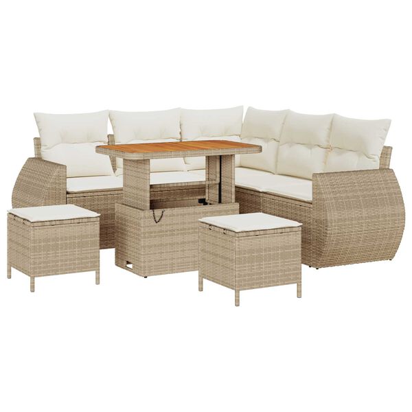 vidaXL Havesofa S&aelig;t 8 pcs Beige polyrattan