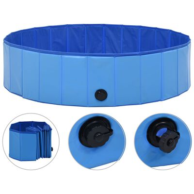 vidaXL foldbart hundebassin 120 x 30 cm PVC blå