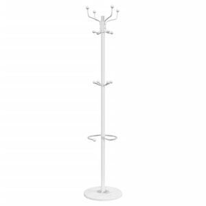 vidaXL stumtjener med paraplyholder 180 cm pulverlakeret jern hvid
