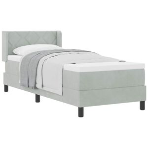 vidaXL Box spring seng med hovedg&aelig;rde Lysegr&aring; 200 x 80 cm Fl&oslash;jl