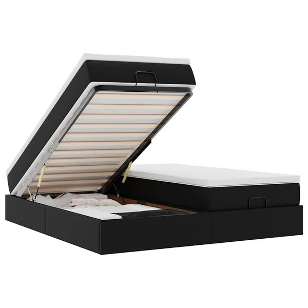 vidaXL osmannisk sengeramme med madrasser 180x200 cm kunstl&aelig;der sort