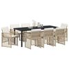 vidaXL Have Spisebordss&aelig;t 9 pcs Beige polyrattan