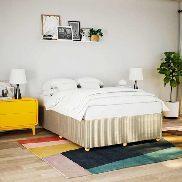 vidaXL sengeramme uden madras 160x200 cm stof cremefarvet