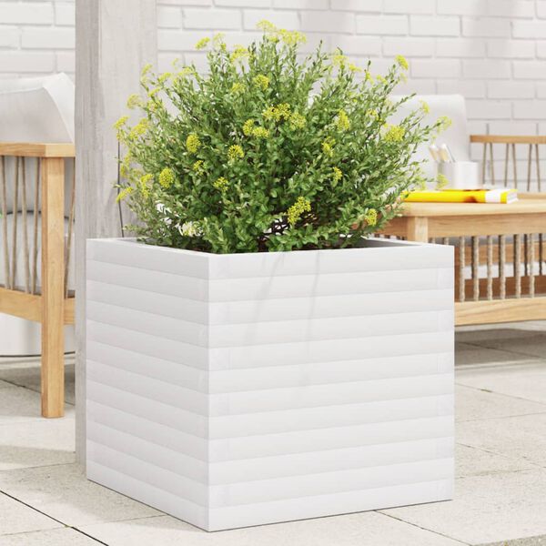 vidaXL plantekasse 50x50x46 cm massivt fyrretr&aelig; hvid