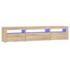 vidaXL tv-bord med LED-lys 195x35x40 cm sonoma-eg