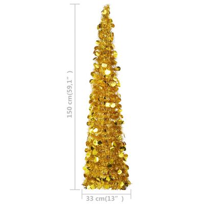 vidaXL kunstigt pop op-juletræ 150 cm PET guldfarvet