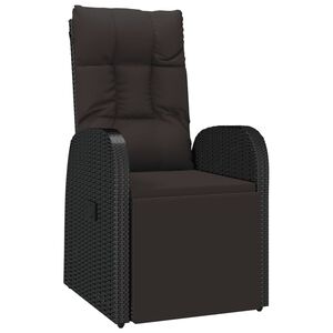 vidaXL havestol med hynder justerbart rygl&aelig;n polyrattan sort