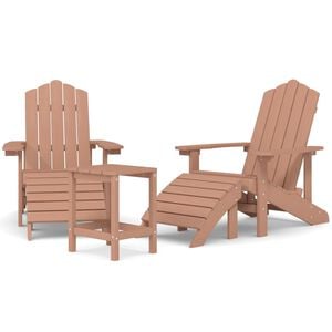 vidaXL Adirondack-havestole med fodskammel og bord HDPE brun