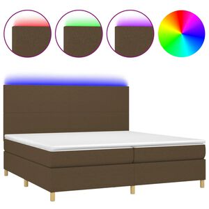 vidaXL kontinentalseng med LED-lys 200x200 cm stof m&oslash;rkebrun