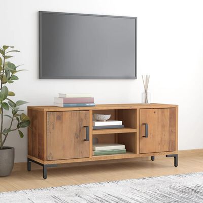 vidaXL tv-bord 110x35x48 cm massivt fyrretræ brun