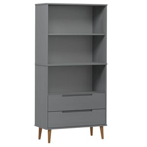 vidaXL bogreol MOLDE 85x35x170,5 cm massivt fyrretr&aelig; gr&aring;