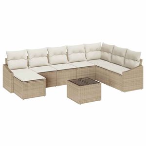 vidaXL Havesofa S&aelig;t med pude 8 pcs Beige og creme polyrattan