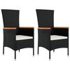 vidaXL havestole med hynder 2 stk. polyrattan sort