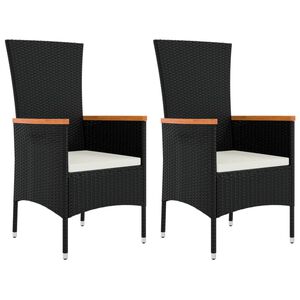 vidaXL havestole med hynder 2 stk. polyrattan sort