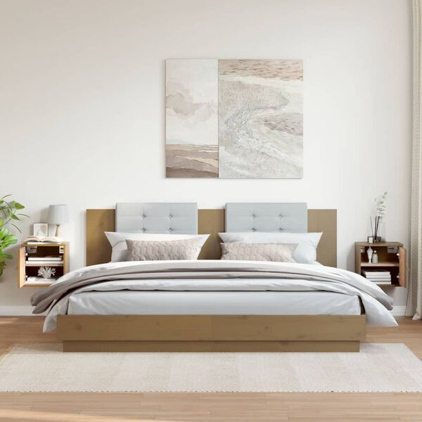 vidaXL vægskabe 2 stk. 31,5x30x30 cm massivt fyrretræ gyldenbrun