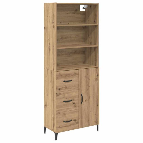 vidaXL Highboard Artisan Egetr&aelig; 69,5 x 34 x 180 cm Konstrueret tr&aelig;