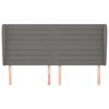 vidaXL sengegavl med kanter 203x23x118/128 cm stof m&oslash;rkegr&aring;
