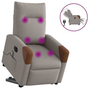 vidaXL elektrisk massagestol med l&oslash;ftefunktion stof gr&aring;brun