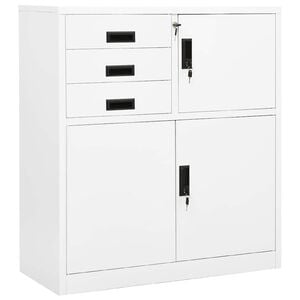 vidaXL kontorskab 90x40x102 cm st&aring;l hvid