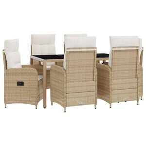 vidaXL Udend&oslash;rs spise s&aelig;t 7 stk. Beige og cremehvid polyrattan