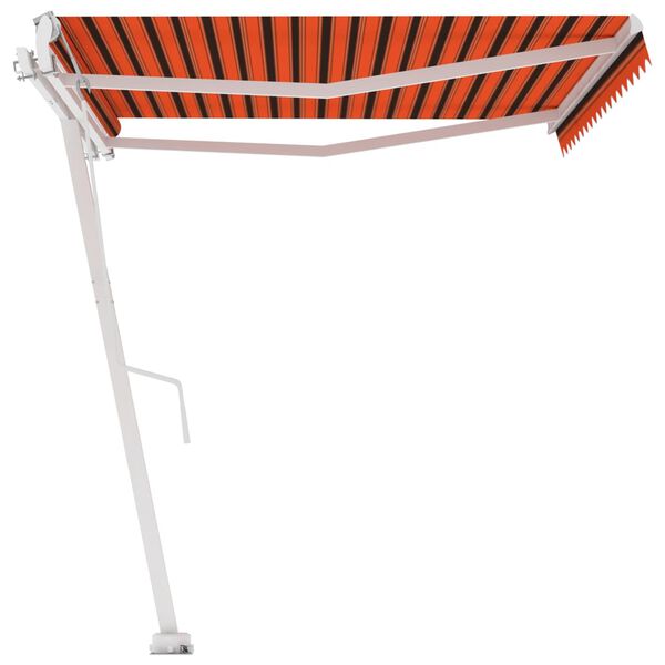 vidaXL fritst&aring;ende markise 450x300 cm automatisk betjening orange/brun