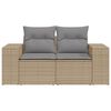 vidaXL 2-personers havesofa med hynder polyrattan beige